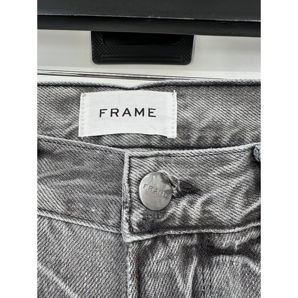 FRAME Denim Jeans Women's Size 23 Black Le Garcon Crop Straight Raw Hem Ankle‎ - Picture 6 of 10